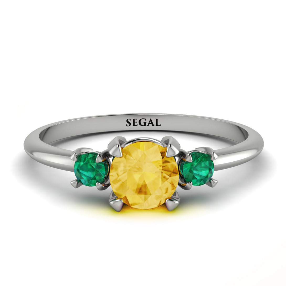 Classic Three Stone ������������������itrine Engagement Ring - Valentina No. 606