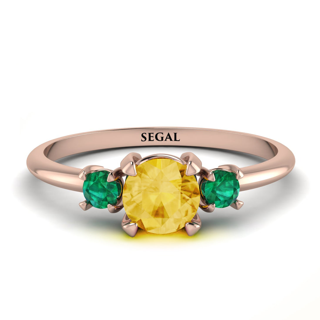 Classic Three Stone ������������������itrine Engagement Ring - Valentina No. 605
