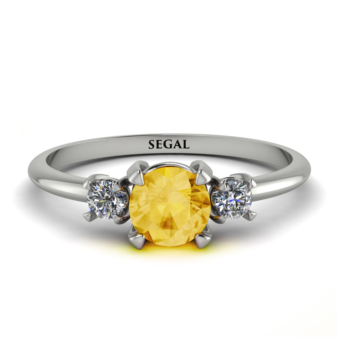 Classic Three Stone ������������������itrine Engagement Ring - Valentina No. 603