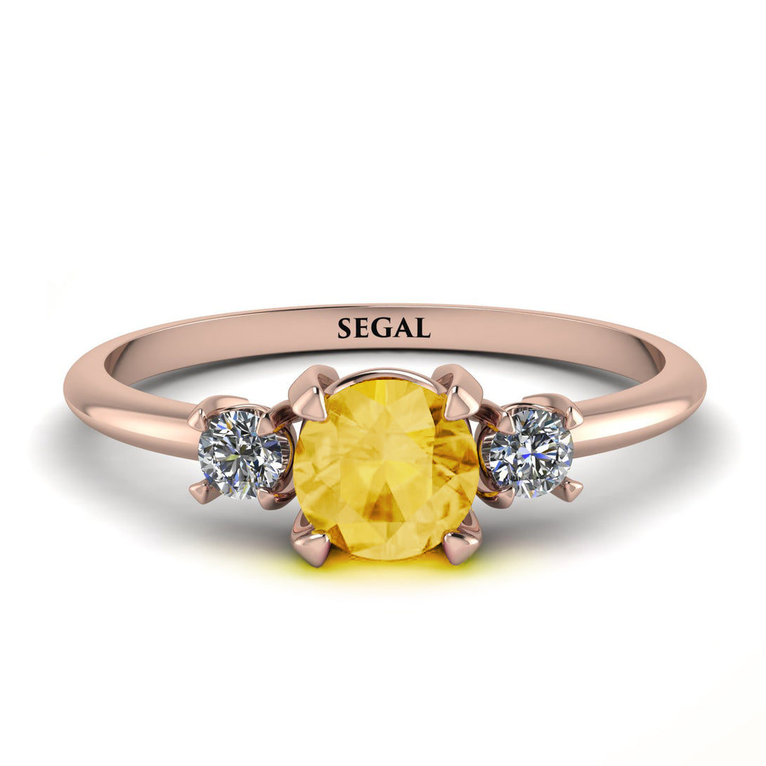 Classic Three Stone ������������������itrine Engagement Ring - Valentina No. 602