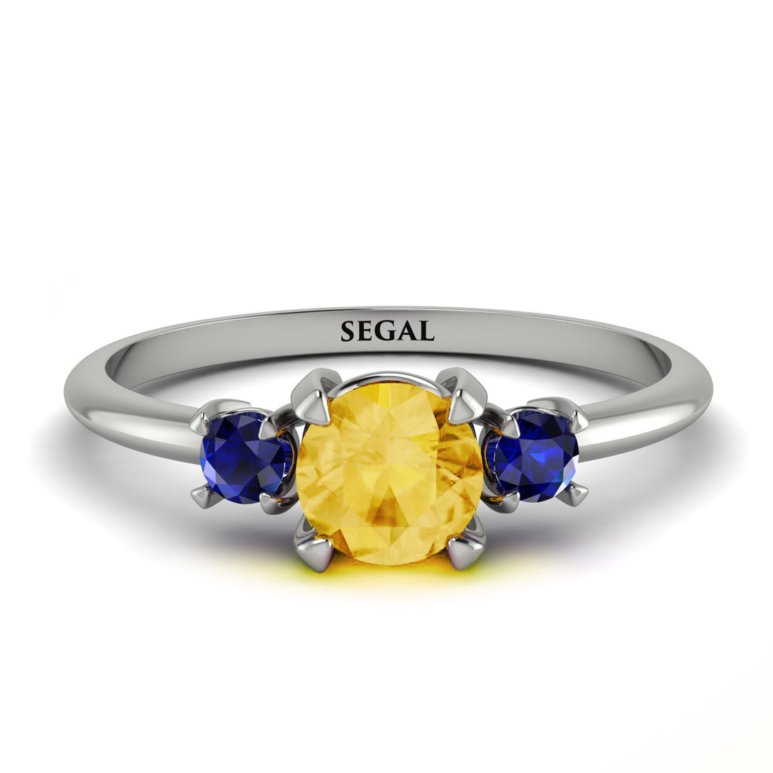 Classic Three Stone ������������������itrine Engagement Ring - Valentina No. 615