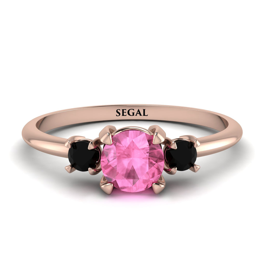 Classic Three Stone Pink Moissanite Engagement Ring - Valentina No. 808