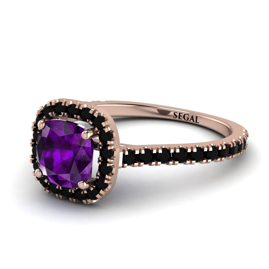 Cushion Amethyst Halo Engagement Ring - Jade No. 308