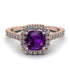 Cushion Amethyst Halo Engagement Ring - Jade No. 302 image 2