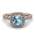 Cushion Aquamarine Halo Engagement Ring - Jade No. 402 image 2