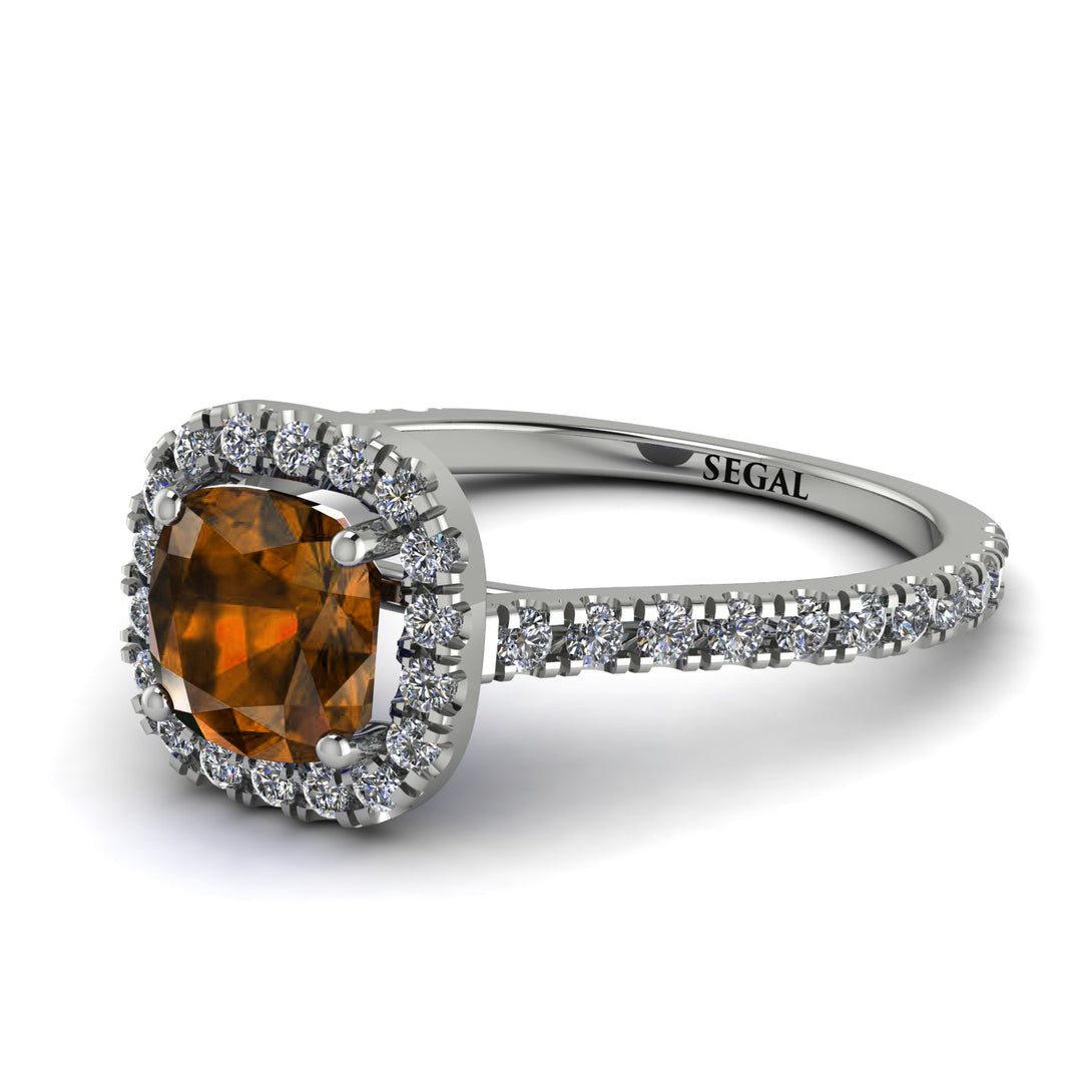 Cushion Brown Diamond Halo Engagement Ring - Jade No. 1103