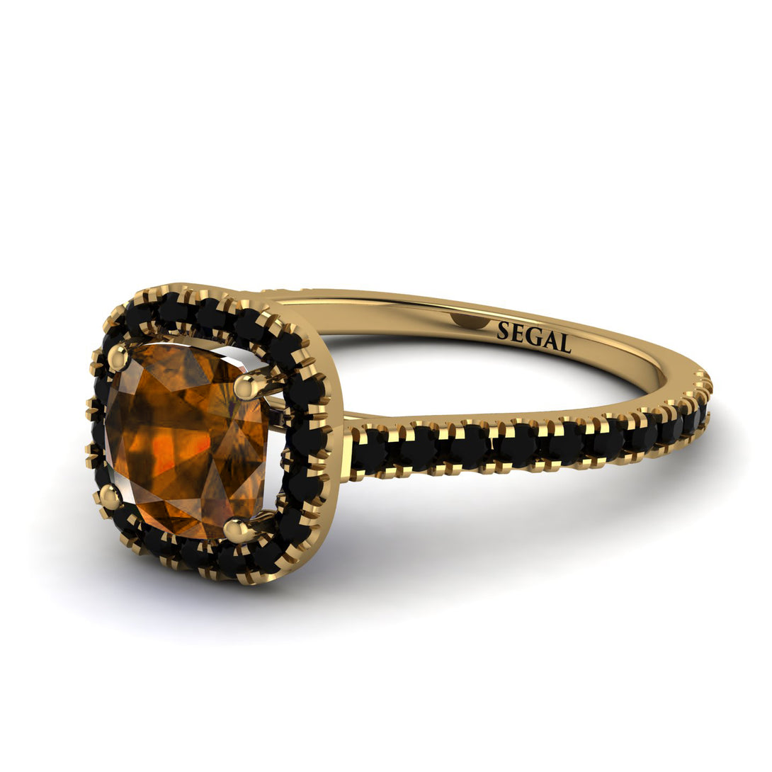Cushion Brown Diamond Halo Engagement Ring - Jade No. 1107