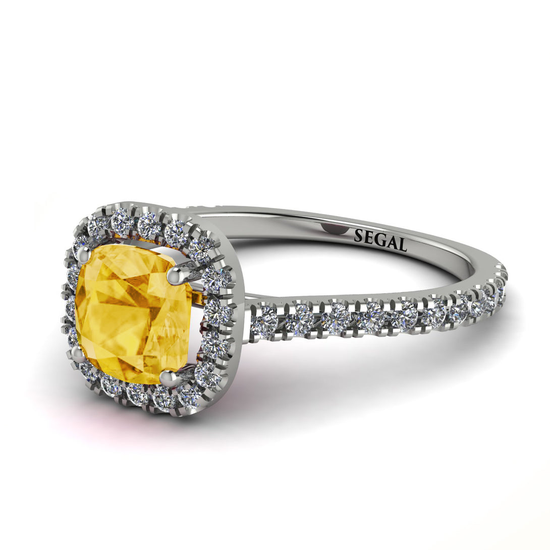 Cushion Citrine Halo Engagement Ring - Jade No. 603