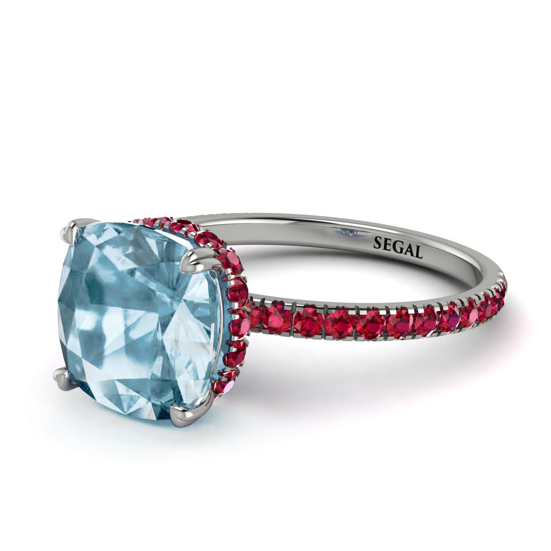 Cushion Hidden Aquamarine Ring - Nova No. 412