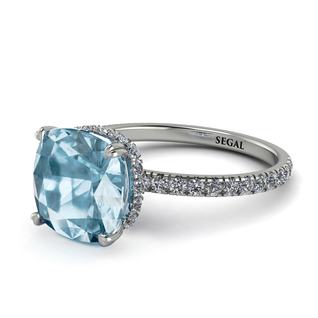 Cushion Hidden Aquamarine Ring - Nova No. 403