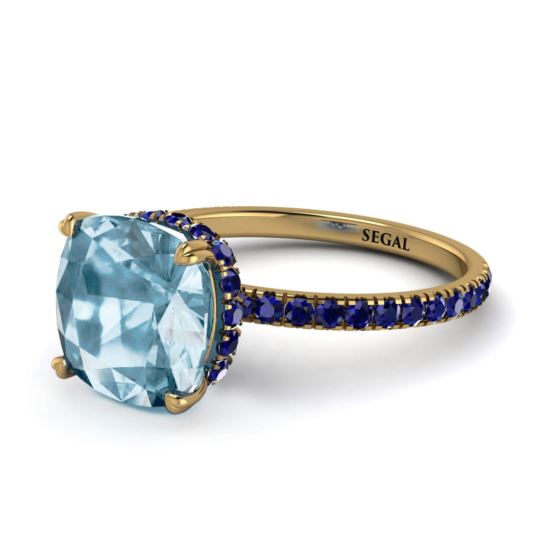 Cushion Hidden Aquamarine Ring - Nova No. 413