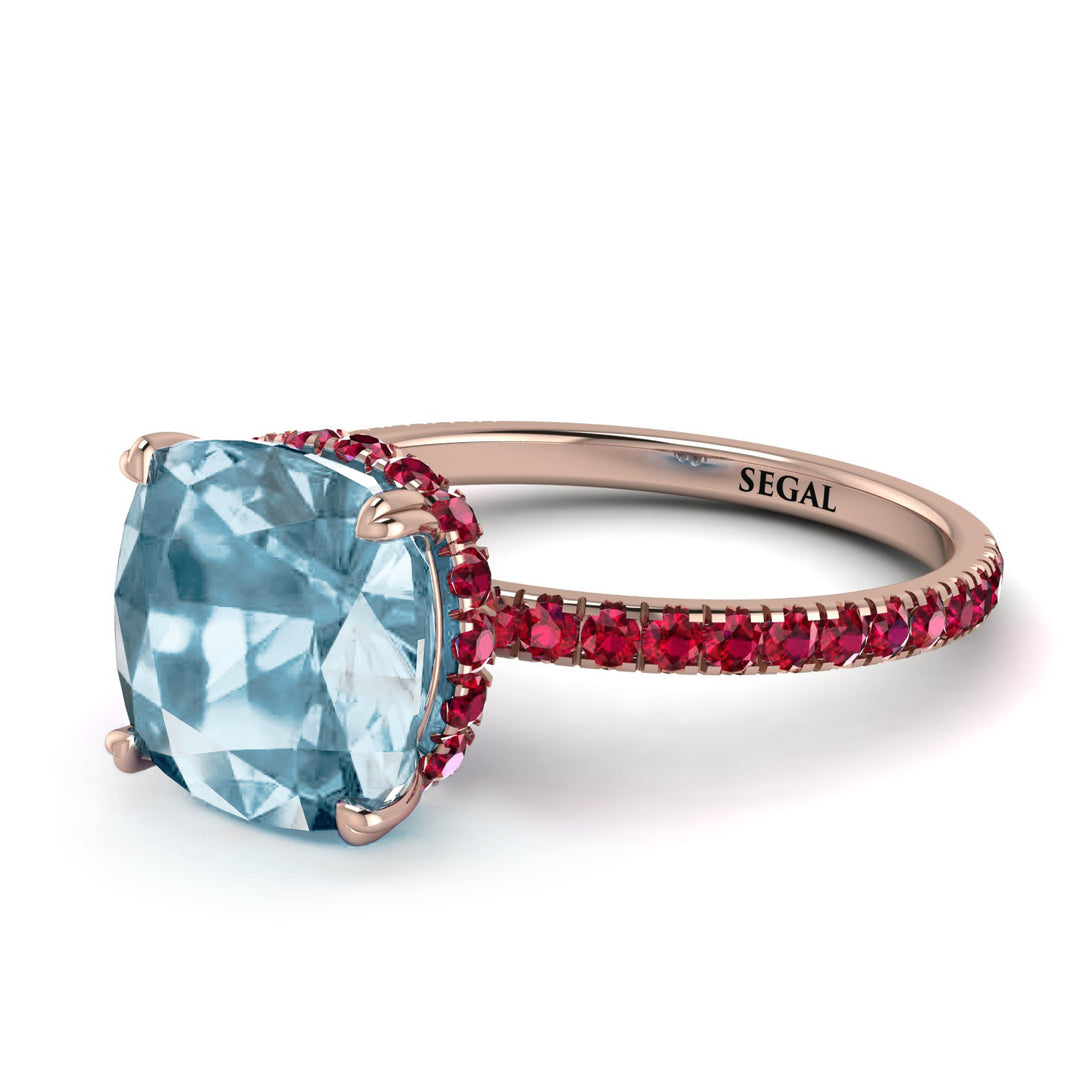 Cushion Hidden Aquamarine Ring - Nova No. 411