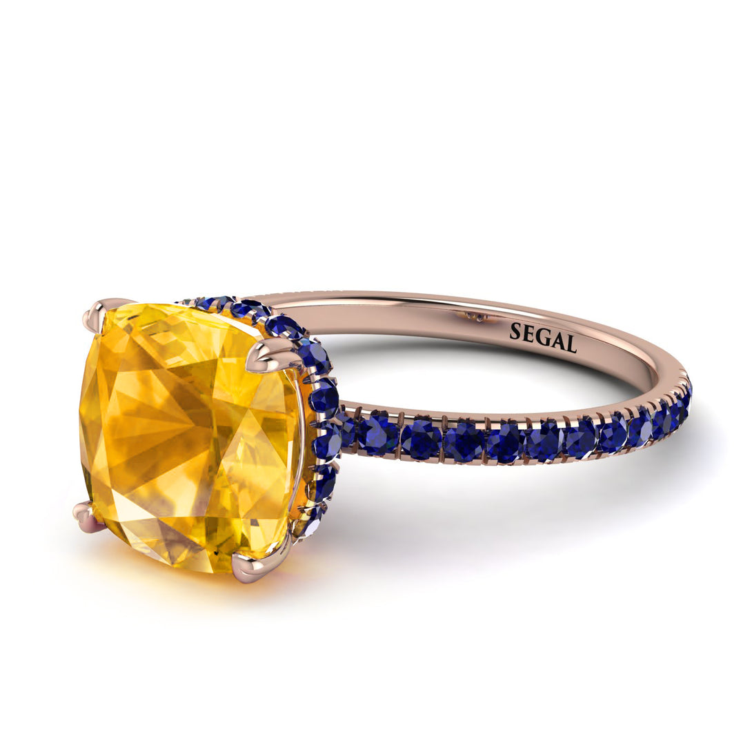 Cushion Hidden Yellow Diamond Ring - Nova No. 1014