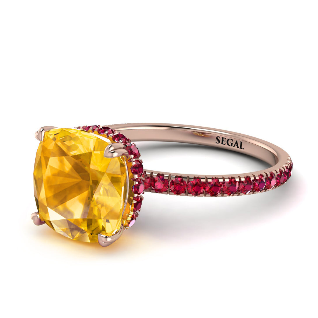 Cushion Hidden Yellow Diamond Ring - Nova No. 1011