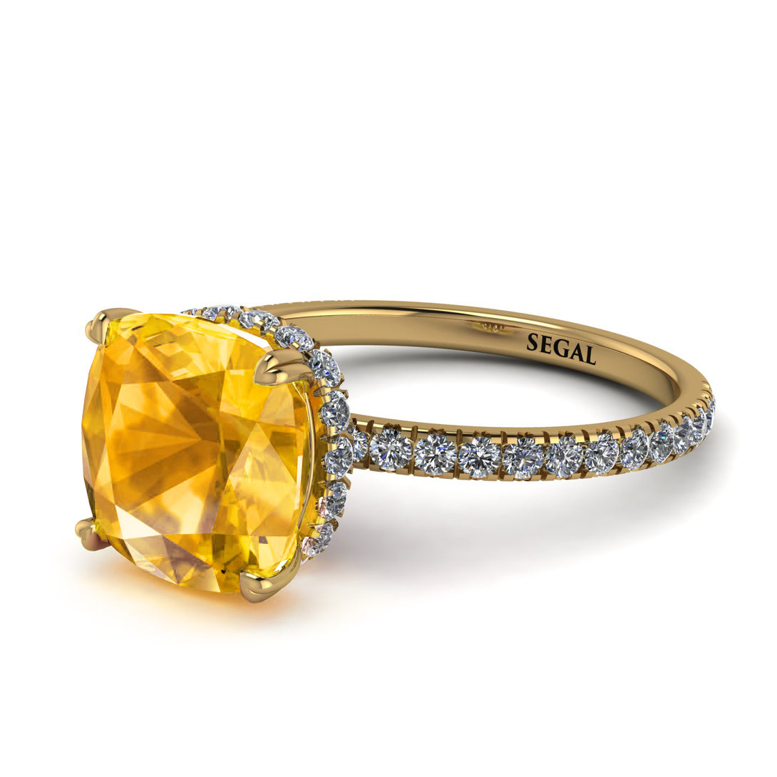 Cushion Hidden Yellow Diamond Ring - Nova No. 1001