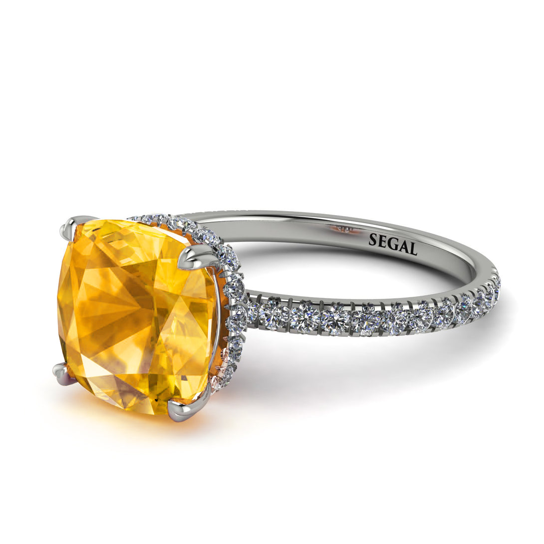 Cushion Hidden Yellow Diamond Ring - Nova No. 1003