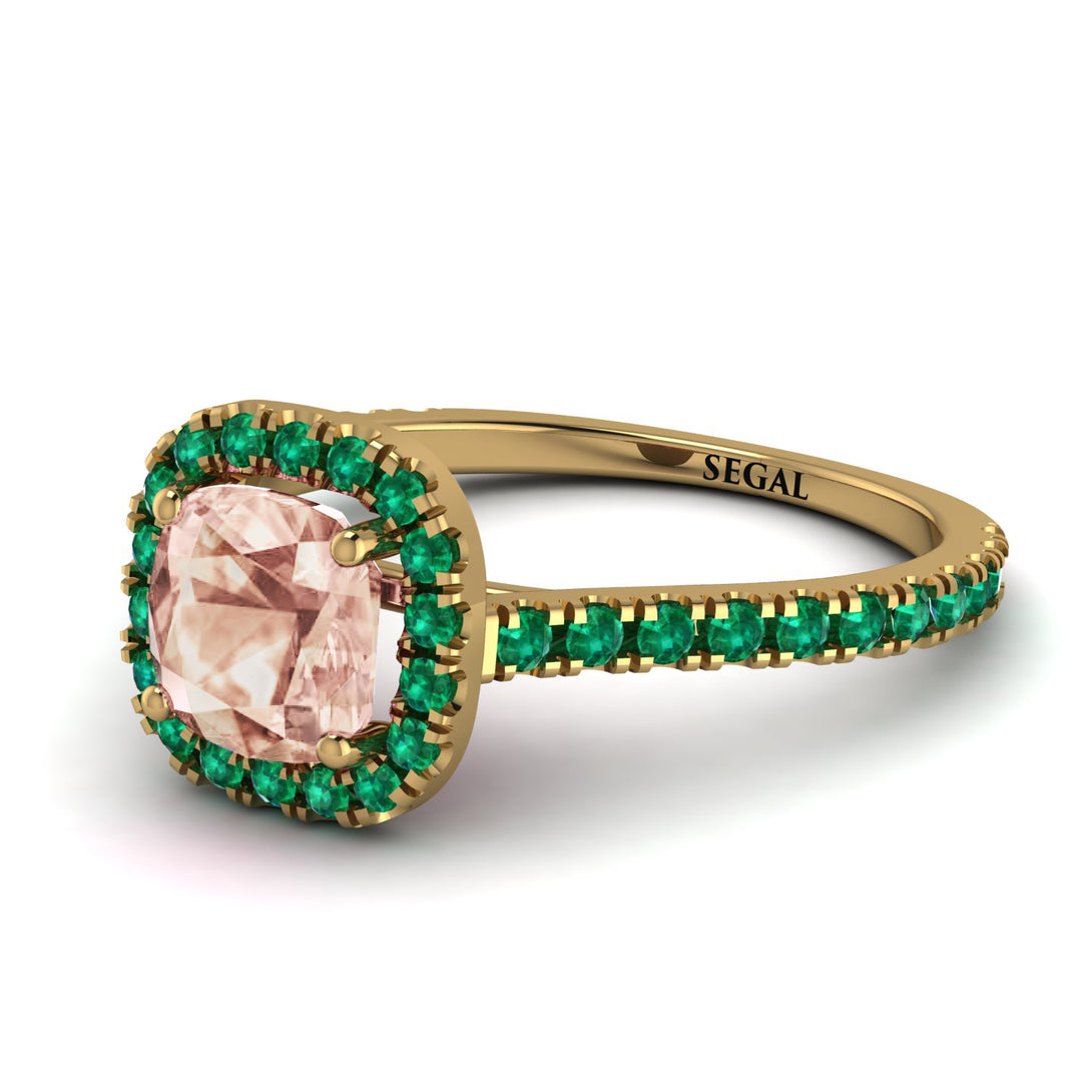 Cushion Morganite Halo Engagement Ring - Jade No. 904