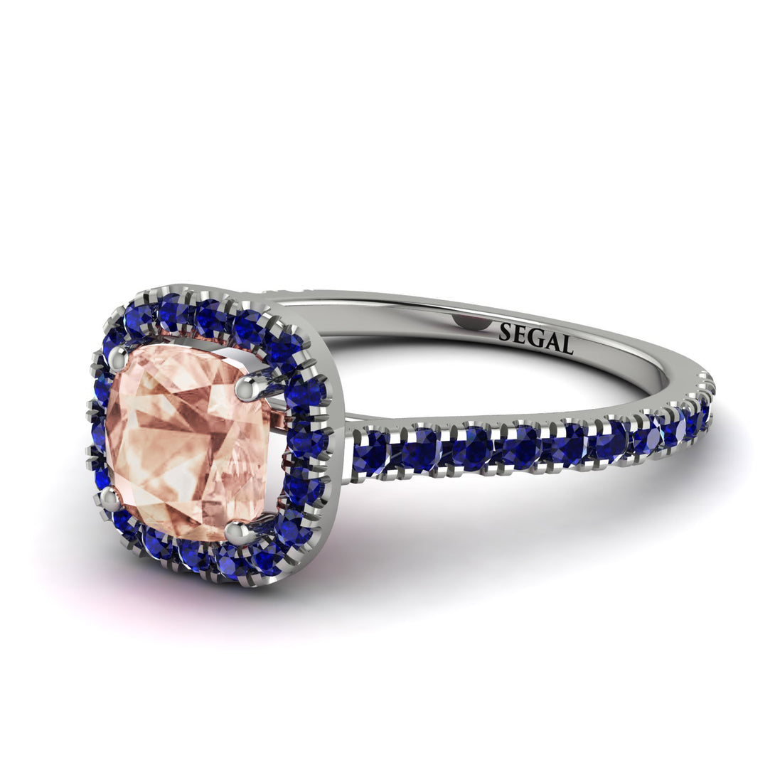 Cushion Morganite Halo Engagement Ring - Jade No. 915