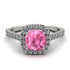Cushion Pink Moissanite Halo Engagement Ring - Jade No. 803 image 2