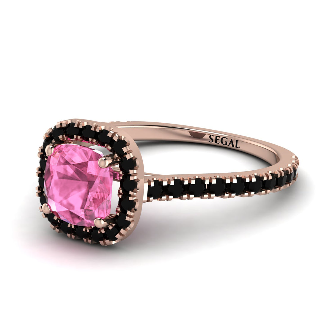Cushion Pink Moissanite Halo Engagement Ring - Jade No. 808