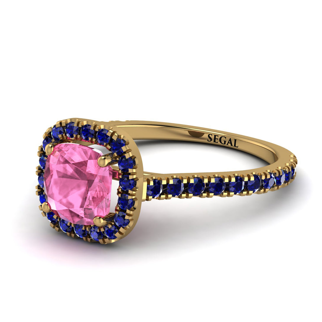 Cushion Pink Moissanite Halo Engagement Ring - Jade No. 813