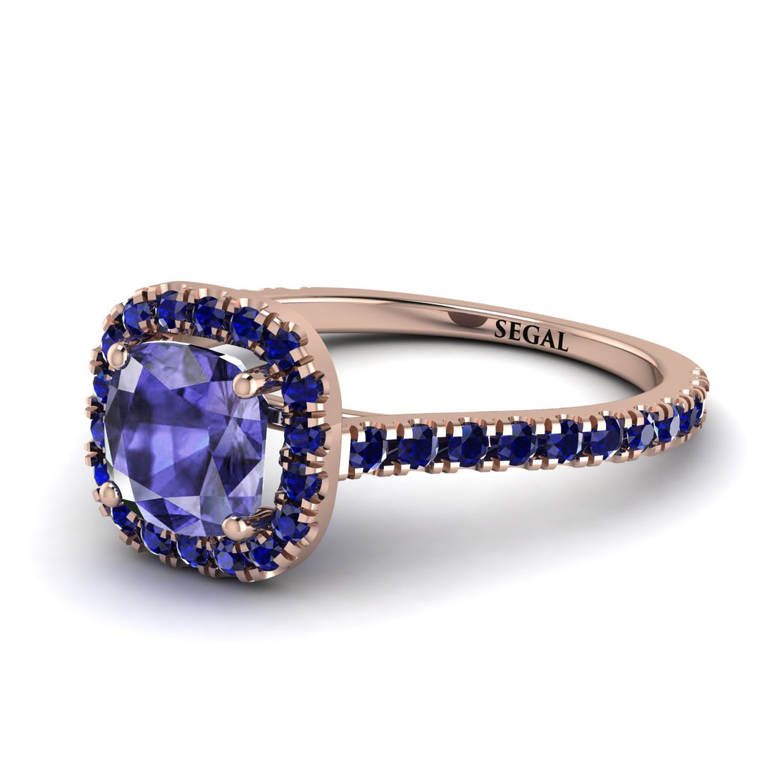 Cushion Tanzanite Halo Engagement Ring - Jade No. 214