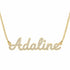 Adaline name necklace in solid 14K Yellow Gold, handmade in Los Angeles