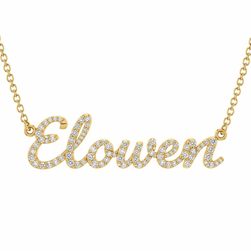 Diamond Gold Name Necklace - Elowen