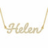 Helen name necklace in solid 14K Yellow Gold, handmade in Los Angeles