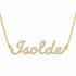 Isolde name necklace in solid 14K Yellow Gold, handmade in Los Angeles
