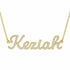 Keziah name necklace in solid 14K Yellow Gold, handmade in Los Angeles