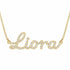 Liora name necklace in solid 14K Yellow Gold, handmade in Los Angeles