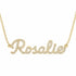 Rosalie name necklace in solid 14K Yellow Gold, handmade in Los Angeles
