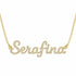 Serafina name necklace in solid 14K Yellow Gold, handmade in Los Angeles