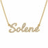 Solene name necklace in solid 14K Yellow Gold, handmade in Los Angeles