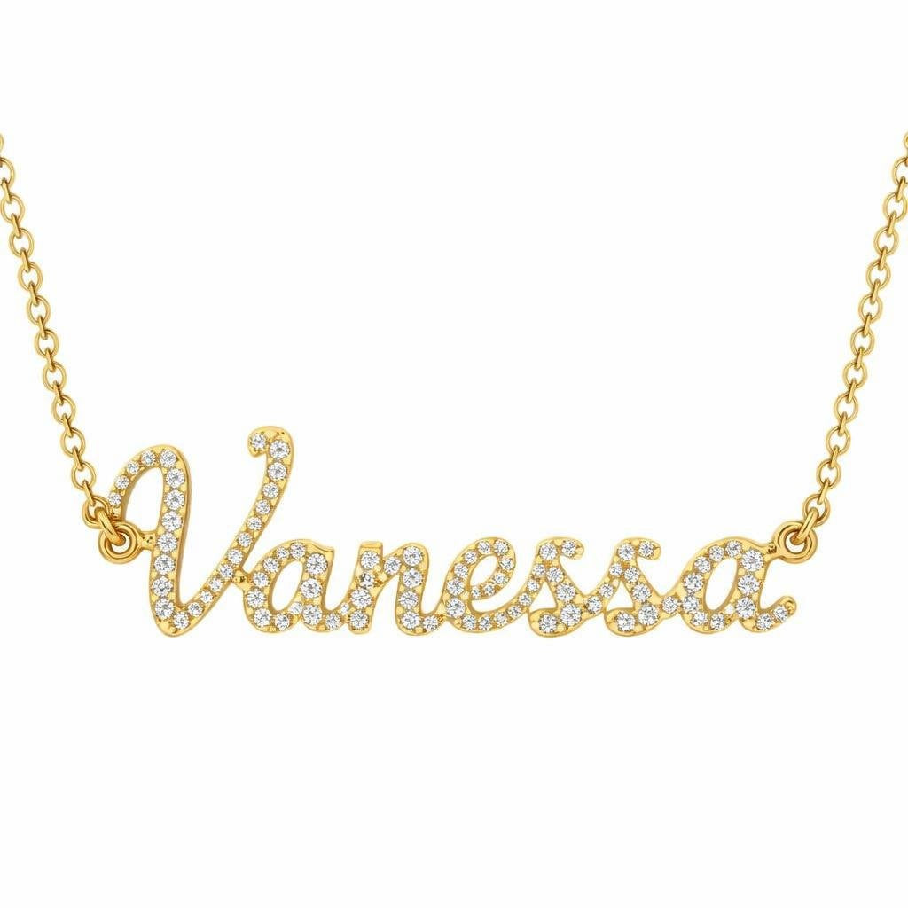 Diamond Gold Name Necklace - Vanessa