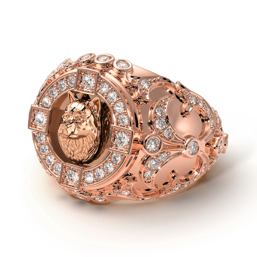 Diamond Wolf Gold Men's Fashion Ring - Eli No. 2