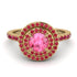 Double Halo Pink Moissanite Ring - Zoey No. 810 image 2