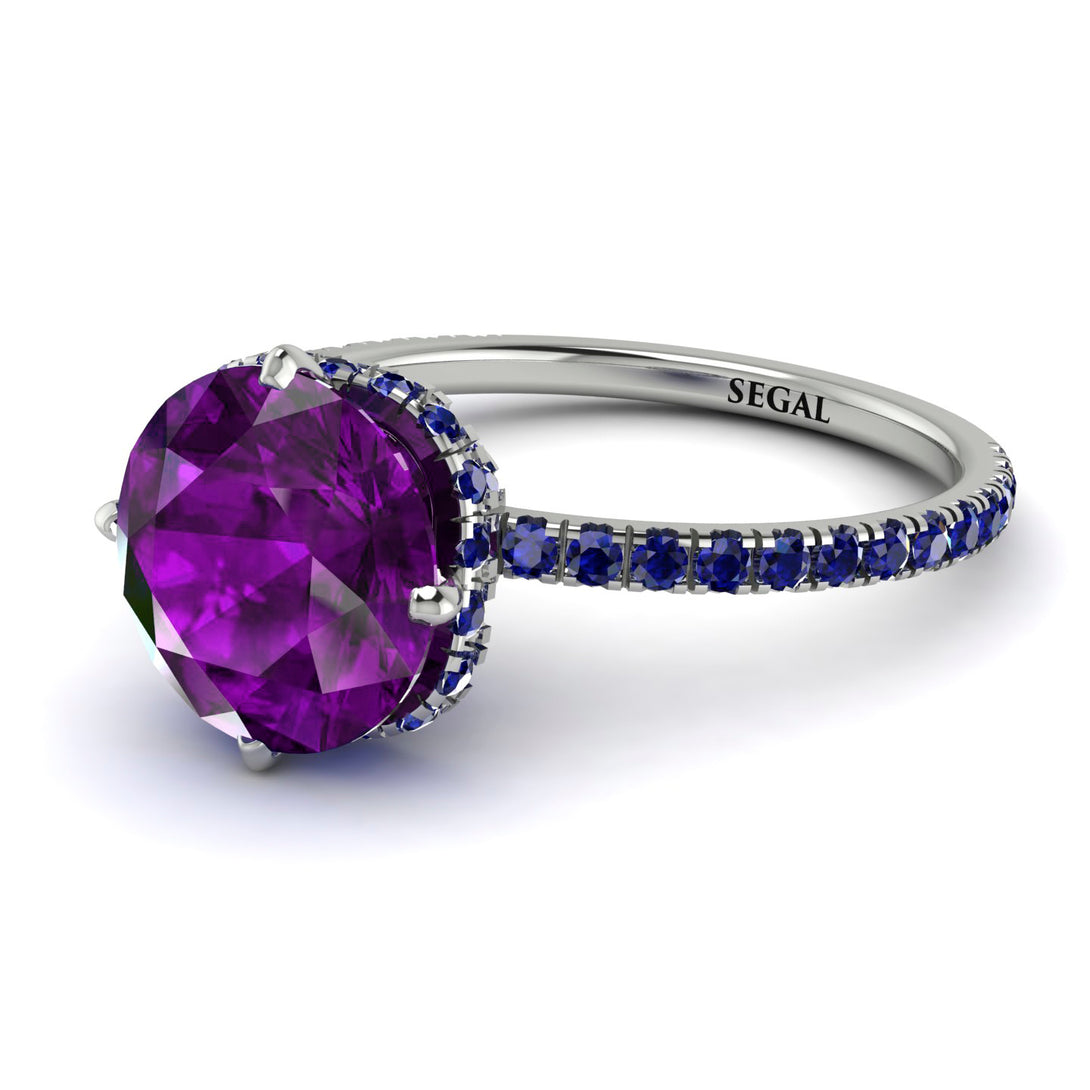 Double Hidden Halo Amethyst Engagement Ring - Angelina No. 315