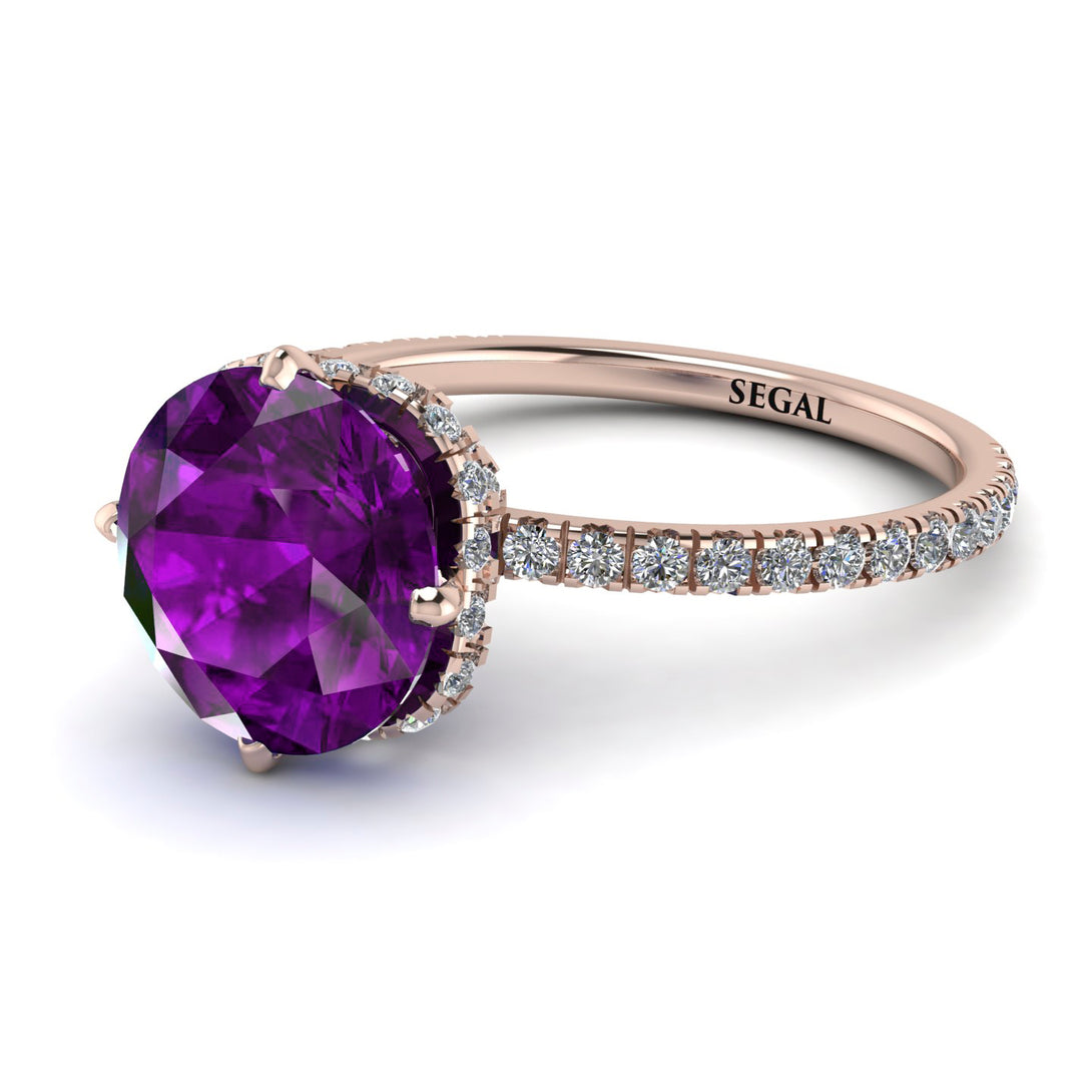 Double Hidden Halo Amethyst Engagement Ring - Angelina No. 302