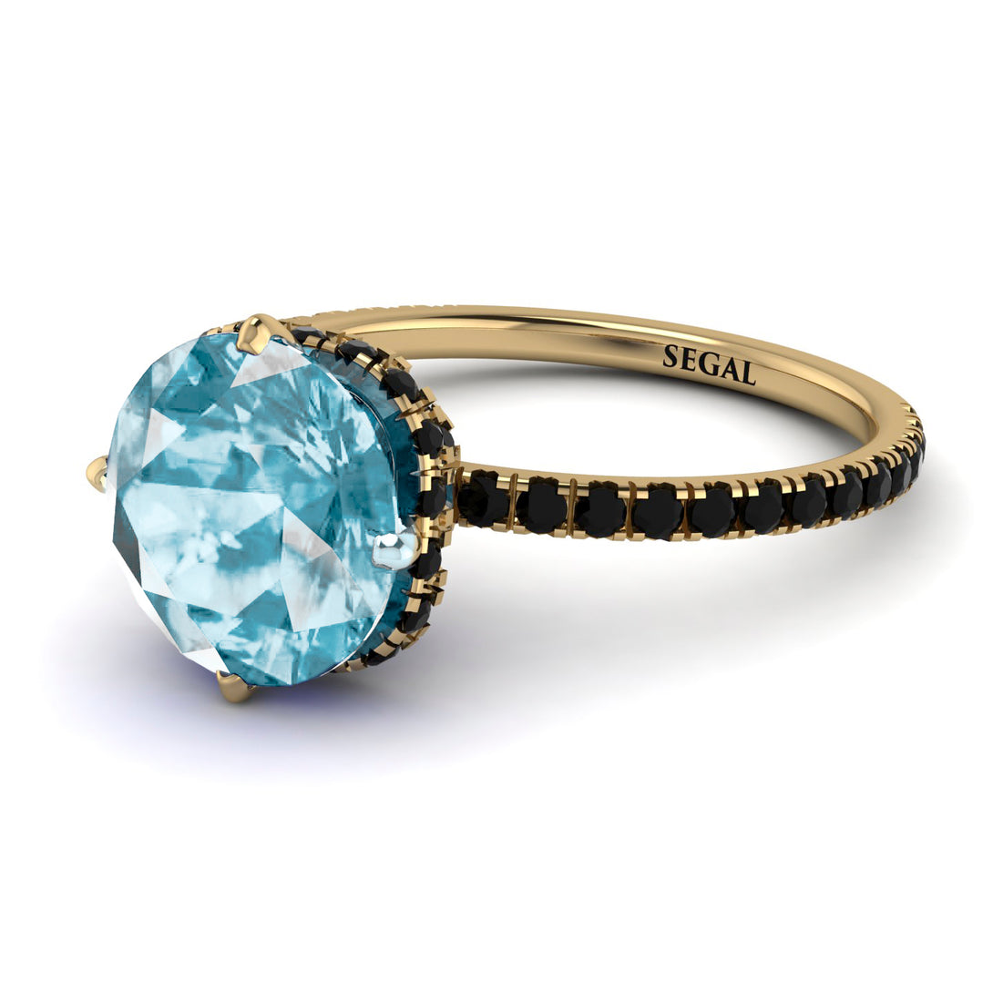 Double Hidden Halo Aquamarine Engagement Ring - Angelina No. 407