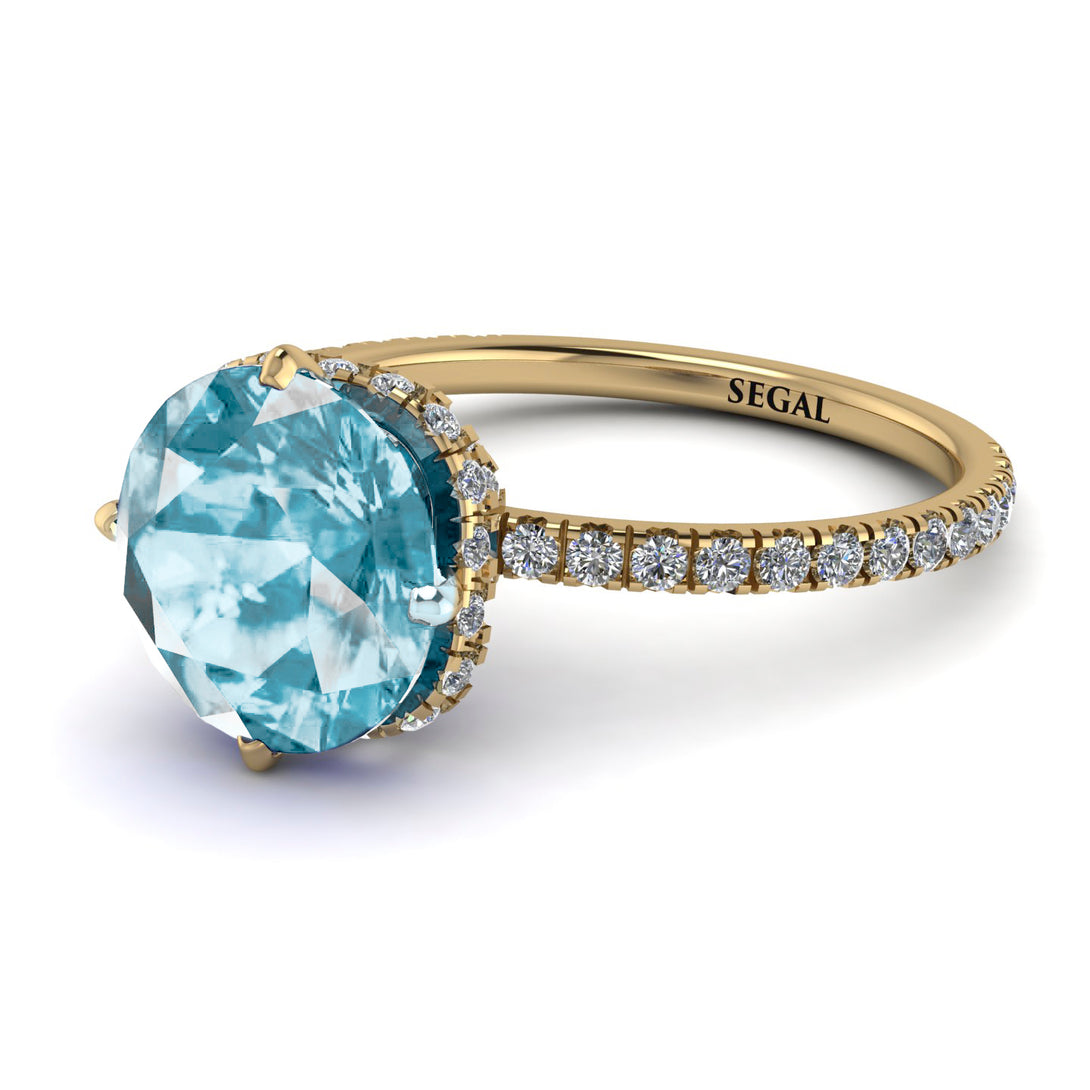 Double Hidden Halo Aquamarine Engagement Ring - Angelina No. 401