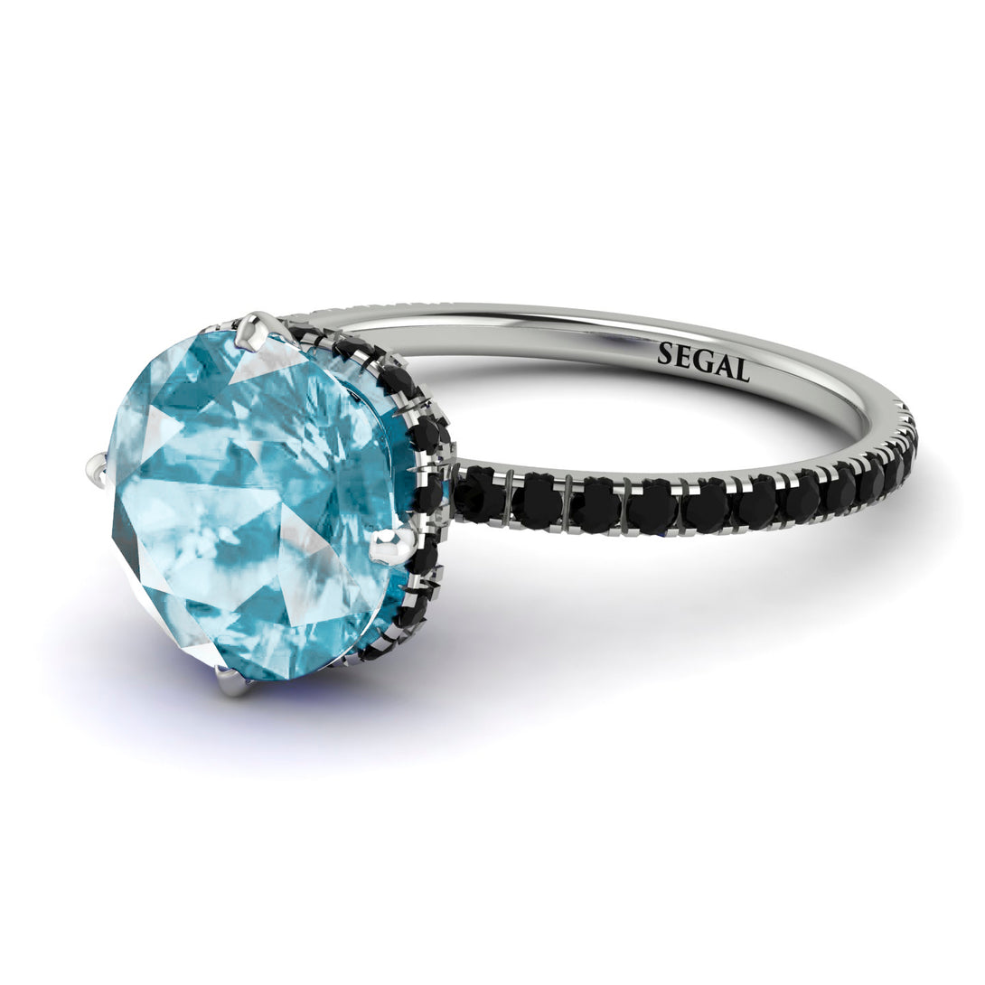 Double Hidden Halo Aquamarine Engagement Ring - Angelina No. 409
