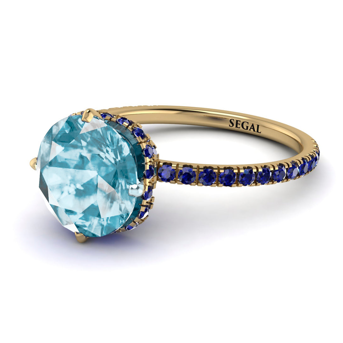 Double Hidden Halo Aquamarine Engagement Ring - Angelina No. 413