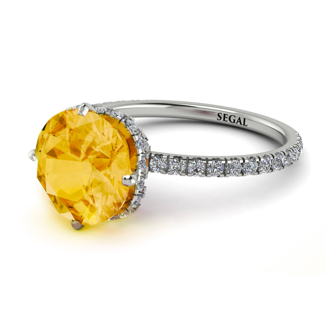 Double Hidden Halo Citrine Engagement Ring - Angelina No. 603