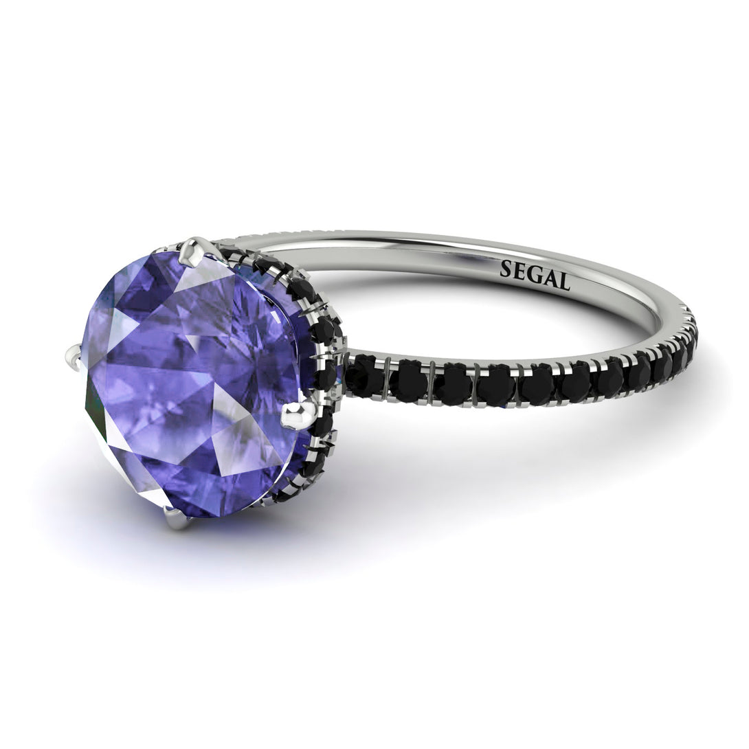 Double Hidden Halo Tanzanite Engagement Ring - Angelina No. 209