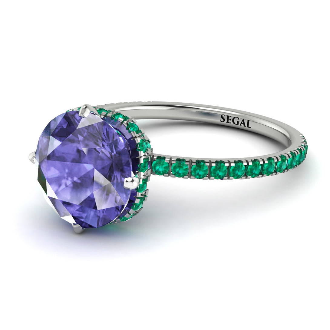 Double Hidden Halo Tanzanite Engagement Ring - Angelina No. 206