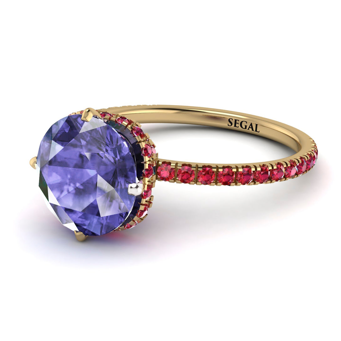 Double Hidden Halo Tanzanite Engagement Ring - Angelina No. 210