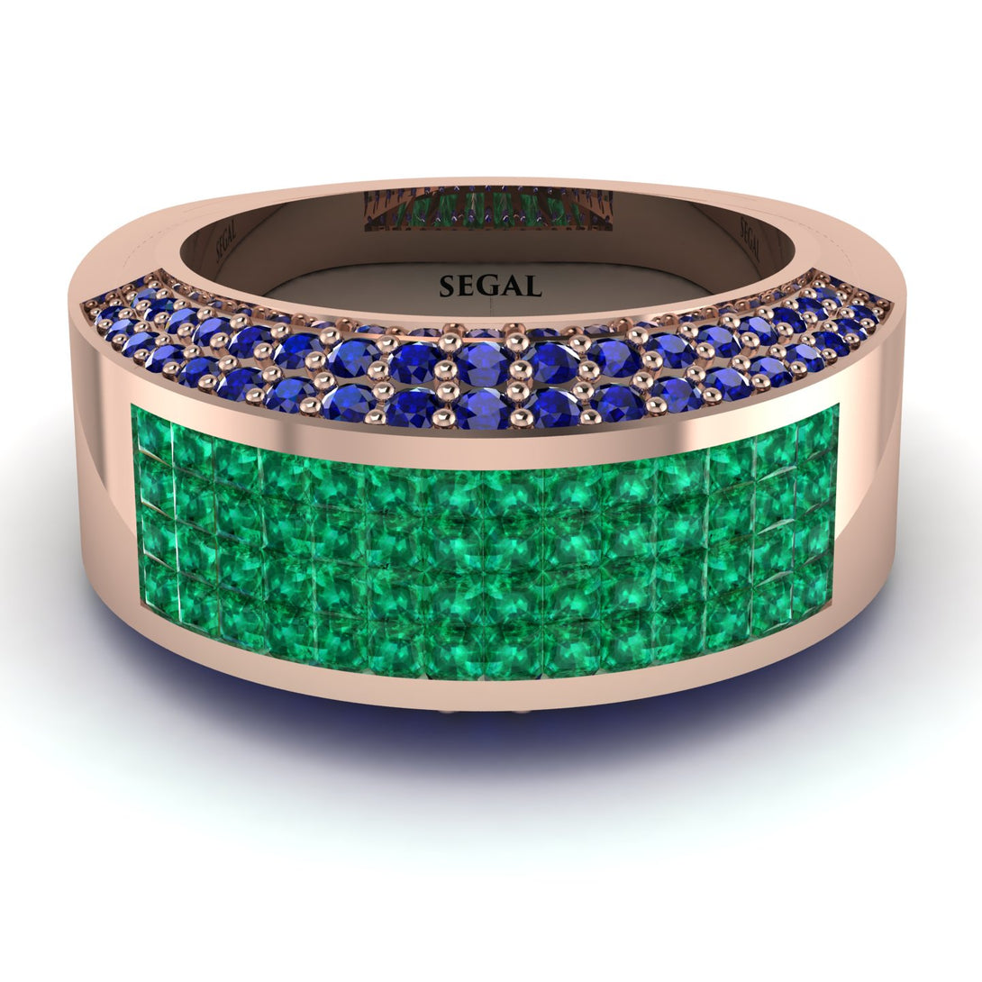 Emerald Cluster Wide Fancy Wedding Band - Kyla No. 65