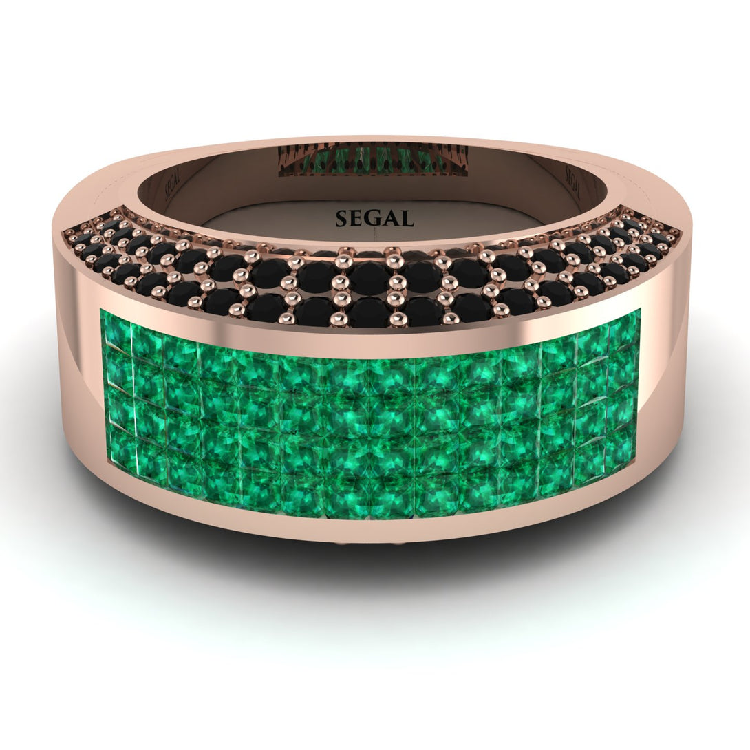 Emerald Cluster Wide Fancy Wedding Band - Kyla No. 35